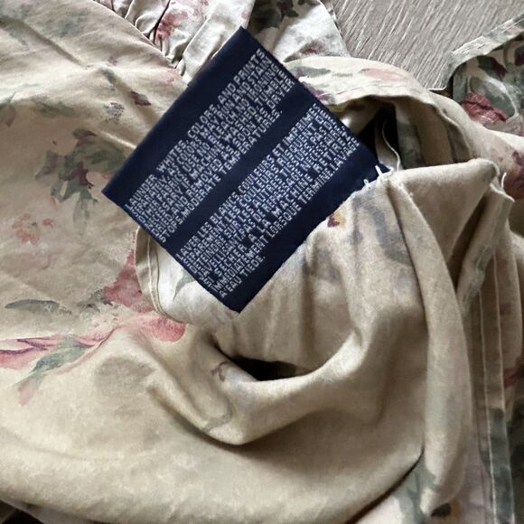 Vintage Ralph Lauren Francesca Queen Flat Sheet Set of 2 Ruffle Sham Tan Floral - Picture 16 of 16